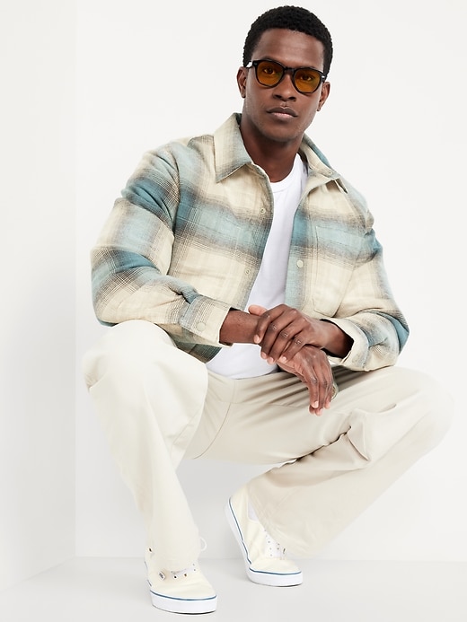 Image number 3 showing, Insulated Cropped Flannel Shacket