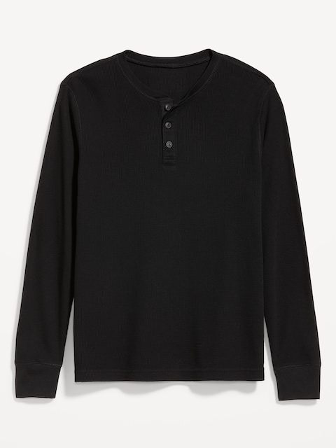 Waffle Henley T-Shirt - Black Jack