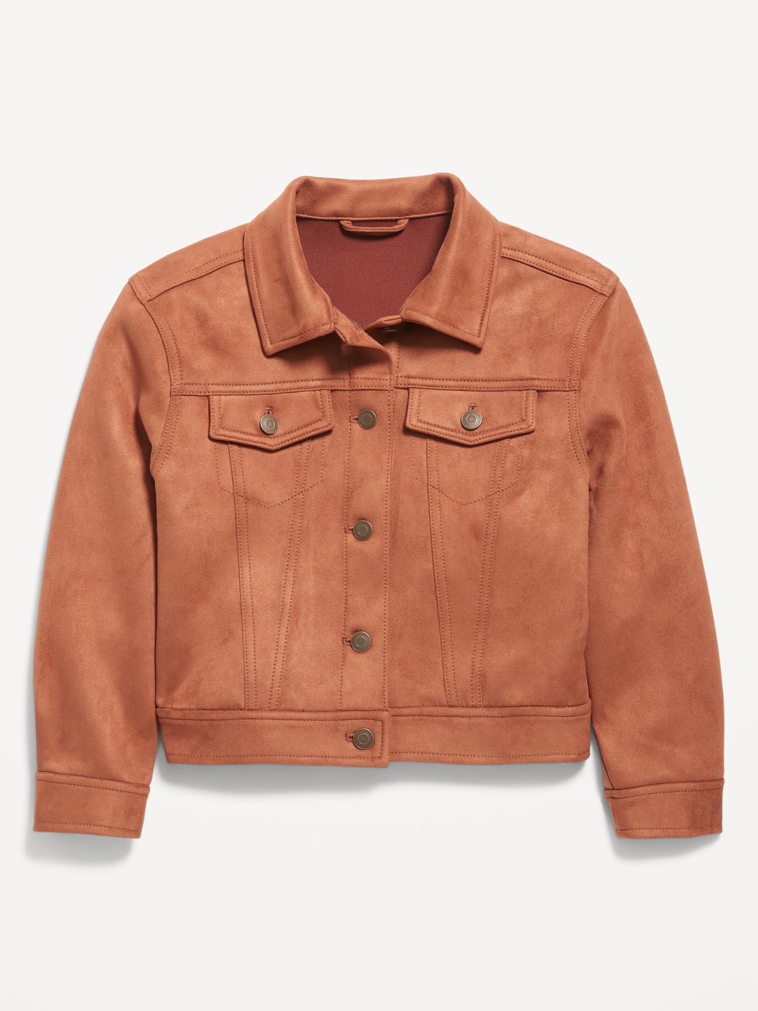 Oversized Faux-Suede Trucker Jacket for Girls