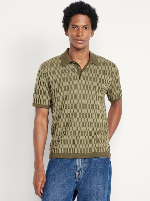 Short-Sleeve Sweater-Knit Polo - Olive