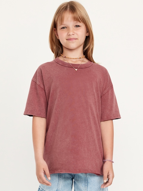 Oversized Short-Sleeve Raw-Edge T-Shirt for Girls - Incaberry