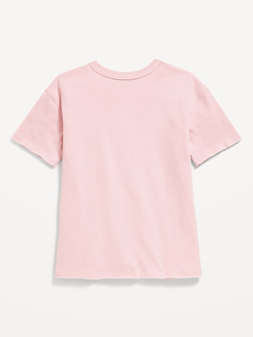 Image number 2 showing, Oversized Short-Sleeve Graphic Raw-Edge T-Shirt for Girls
