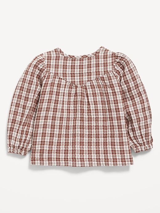 Image number 2 showing, Printed Long-Sleeve Double-Weave Button-Front Top for Toddler Girls