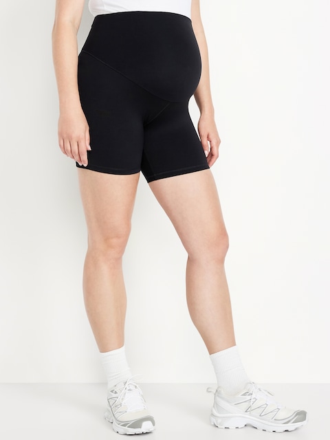Maternity Full Panel StudioSmooth Biker Shorts -- 6-inch inseam - Black Jack