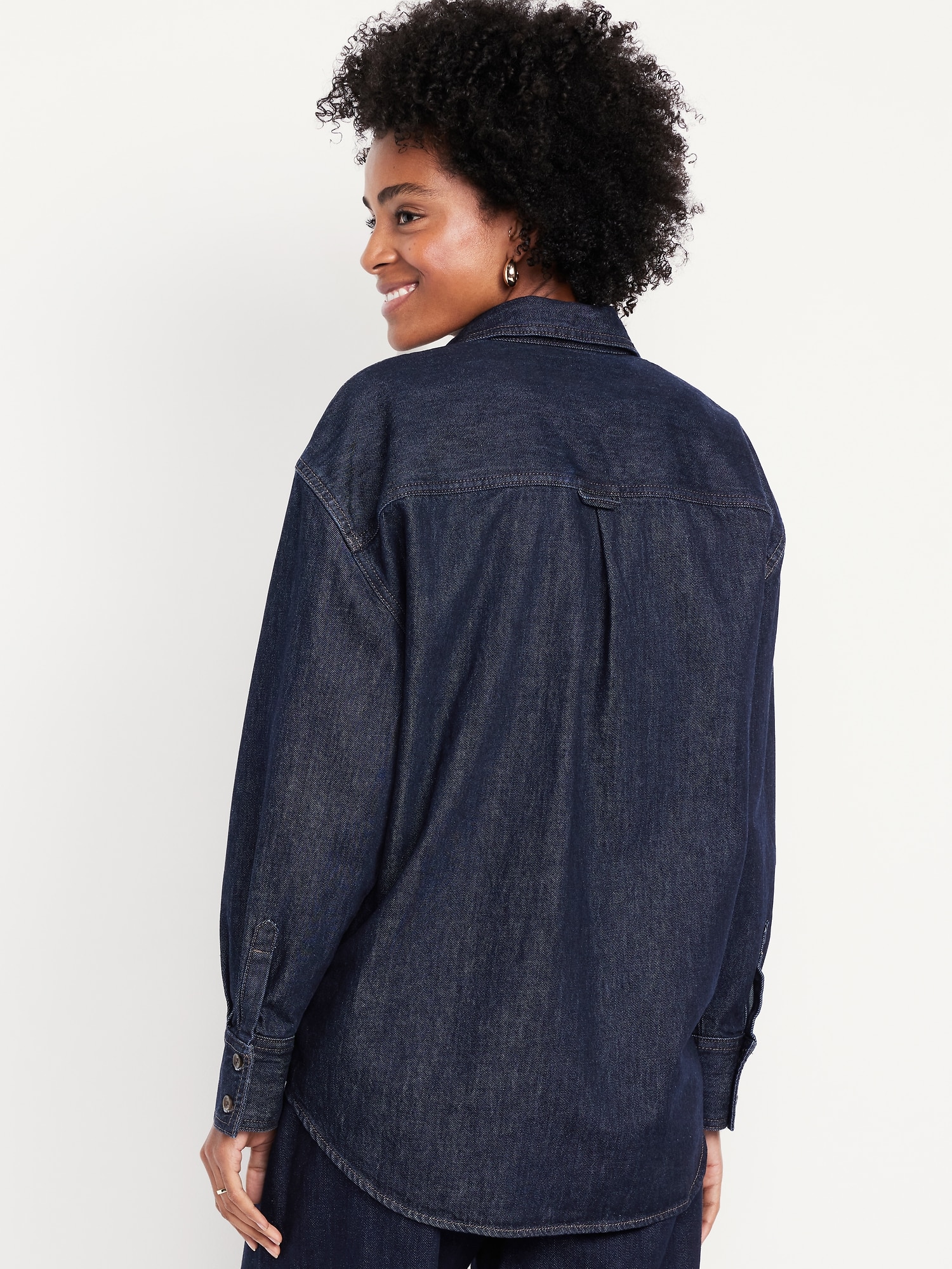 Oversized Boyfriend Button-Down Jean Shirt
