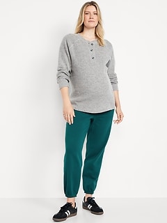 Maternity Rollover-Waist Jogger Sweatpants