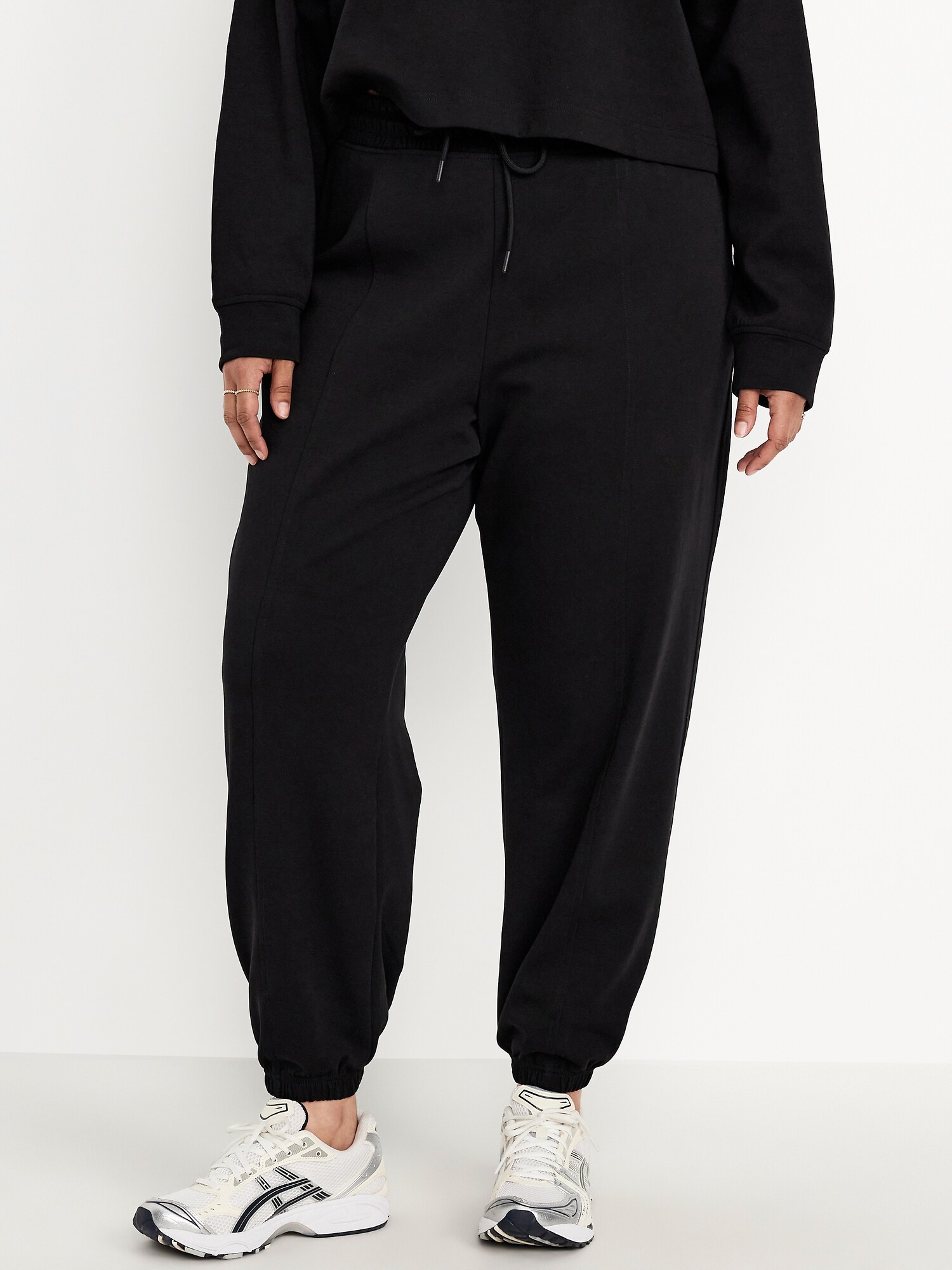 Женские брюки Old Navy High-Waisted Dynamic Fleece Sweatpants, цвет: Чёрный — фото 6