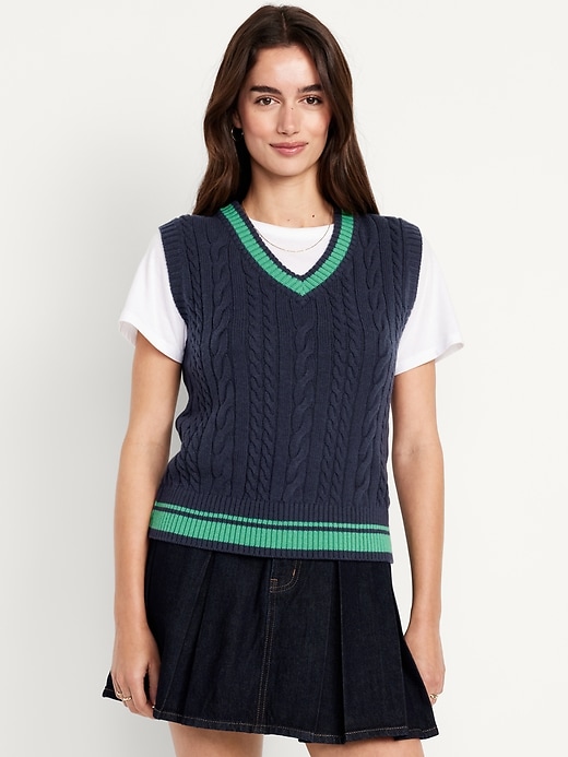 Image number 1 showing, Wool-Blend Cable-Knit Vest