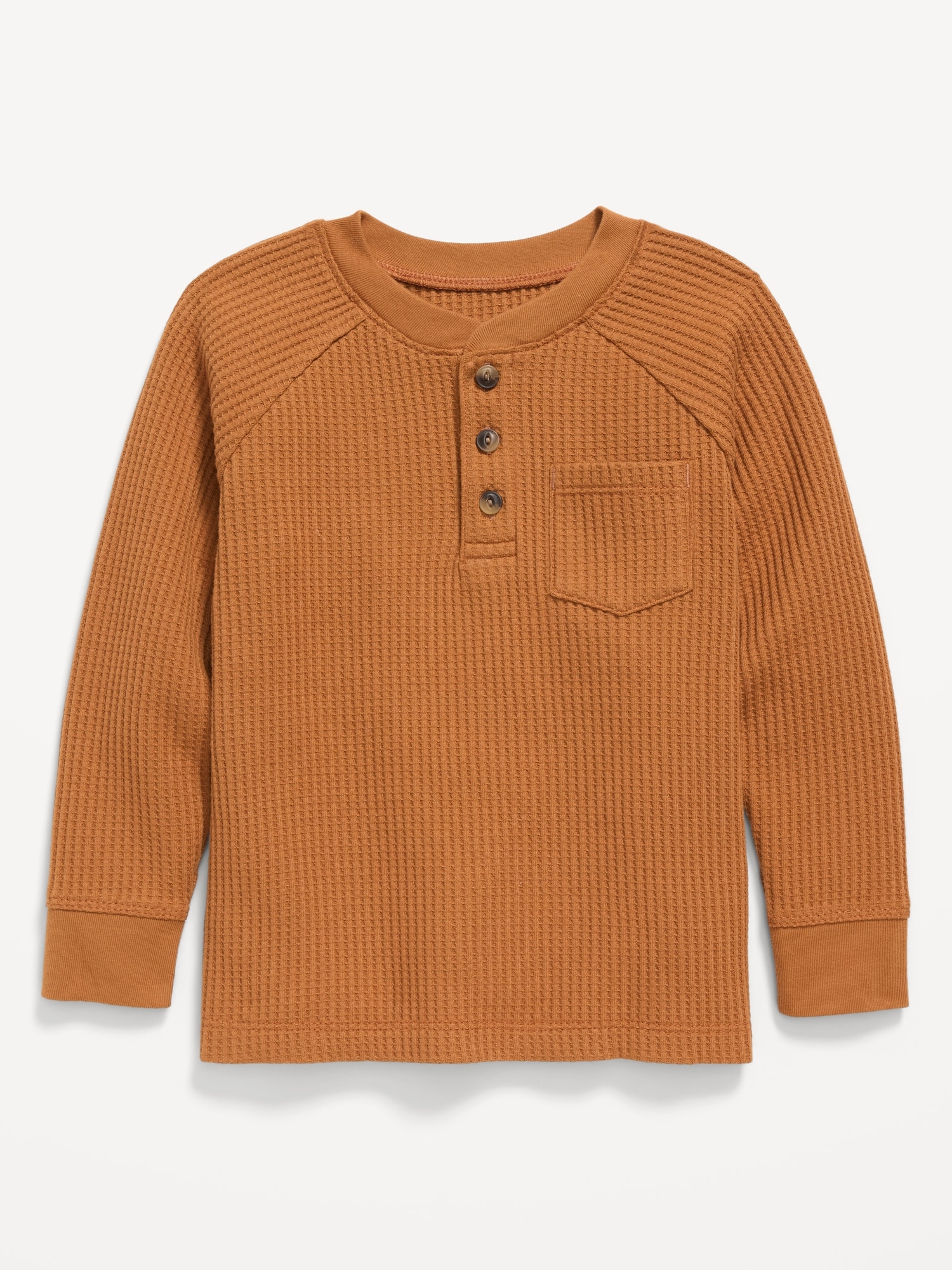 Long-Sleeve Henley Waffle-Knit Pocket T-Shirt for Toddler Boys