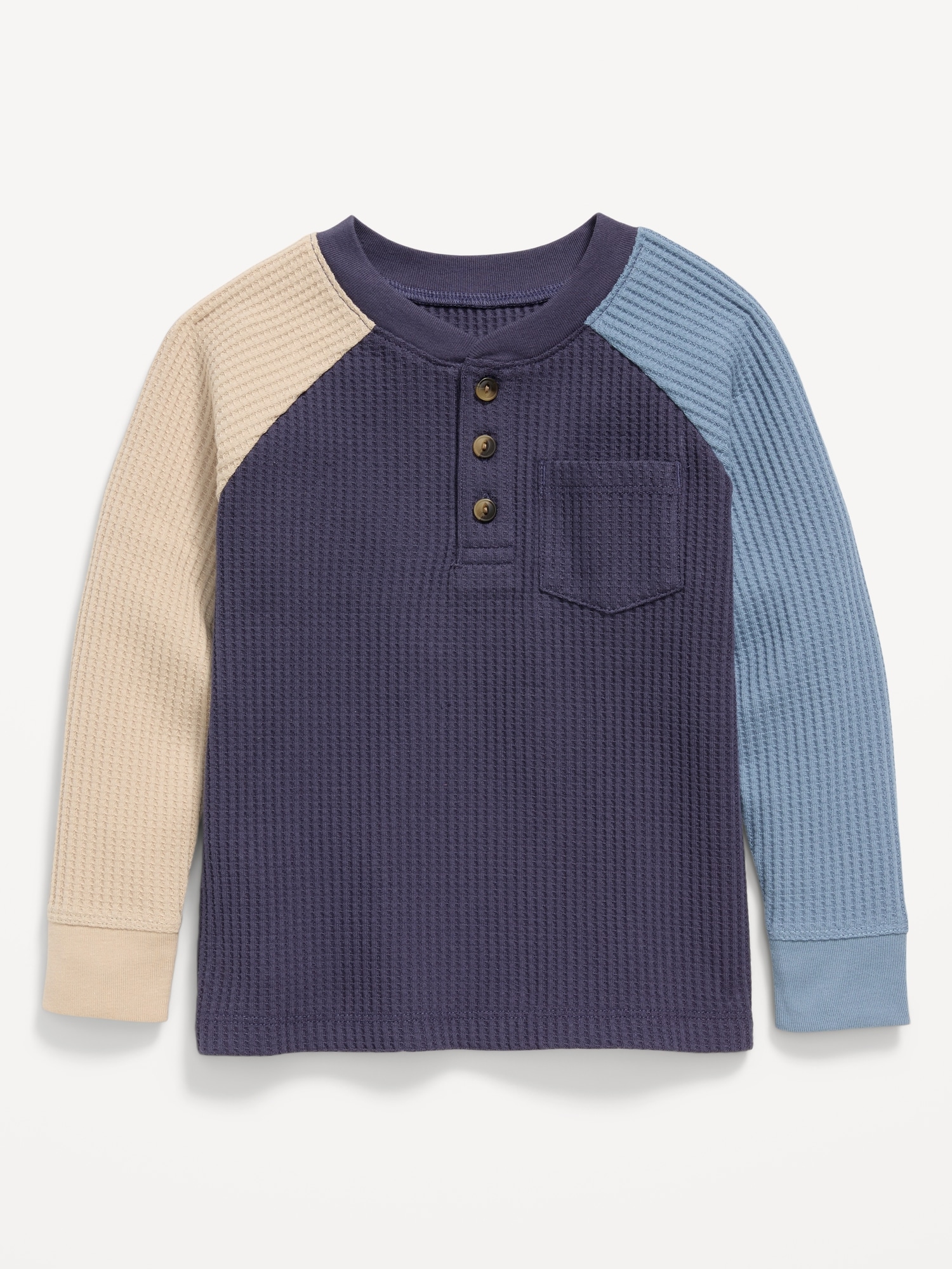 Long-Sleeve Henley Waffle-Knit Pocket T-Shirt for Toddler Boys