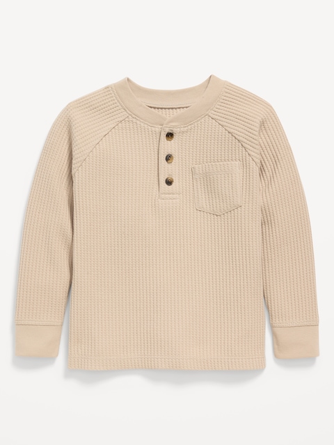 Long-Sleeve Henley Waffle-Knit Pocket T-Shirt for Toddler Boys - A Stone'S Throw