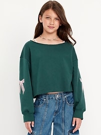 Image number 1 showing, Boat-Neck Graphic Sweatshirt for Girls