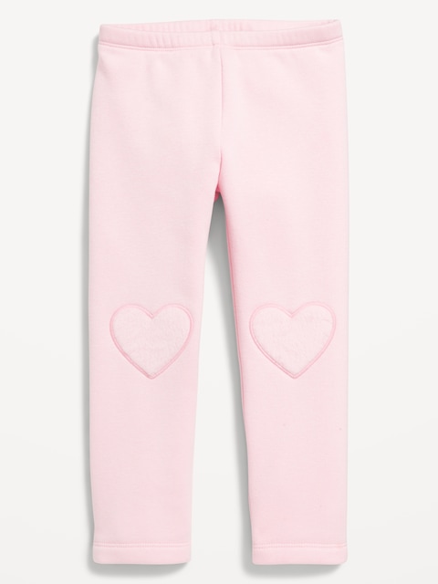Heart-Patch Fleece-Lined Leggings for Toddler Girls - Blush On You
