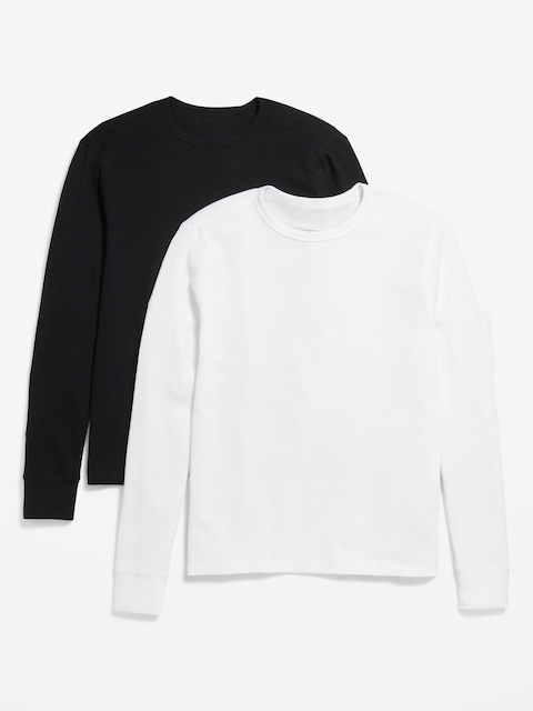 Waffle-Knit T-Shirt 2-Pack - Black/White