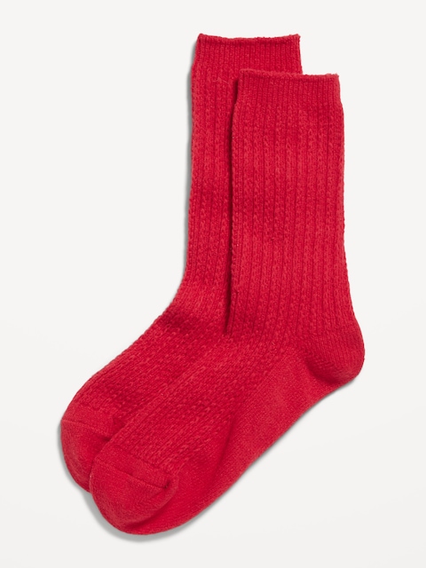 Slouchy Textured Crew Socks for Women - Amaryllis