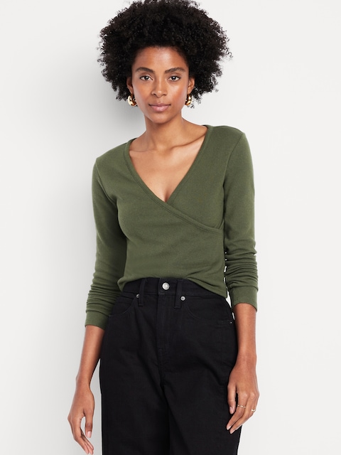 Long-Sleeve Wrap-Front Top - Moss Landing