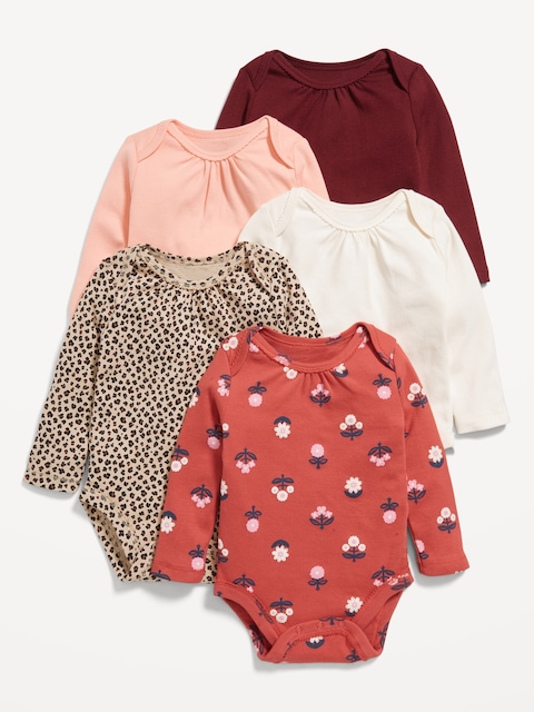 Long-Sleeve Bodysuit 5-Pack for Baby - Warm Tones