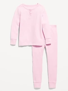 Snug-Fit Ribbed Henley Pajama Set for Toddler & Baby