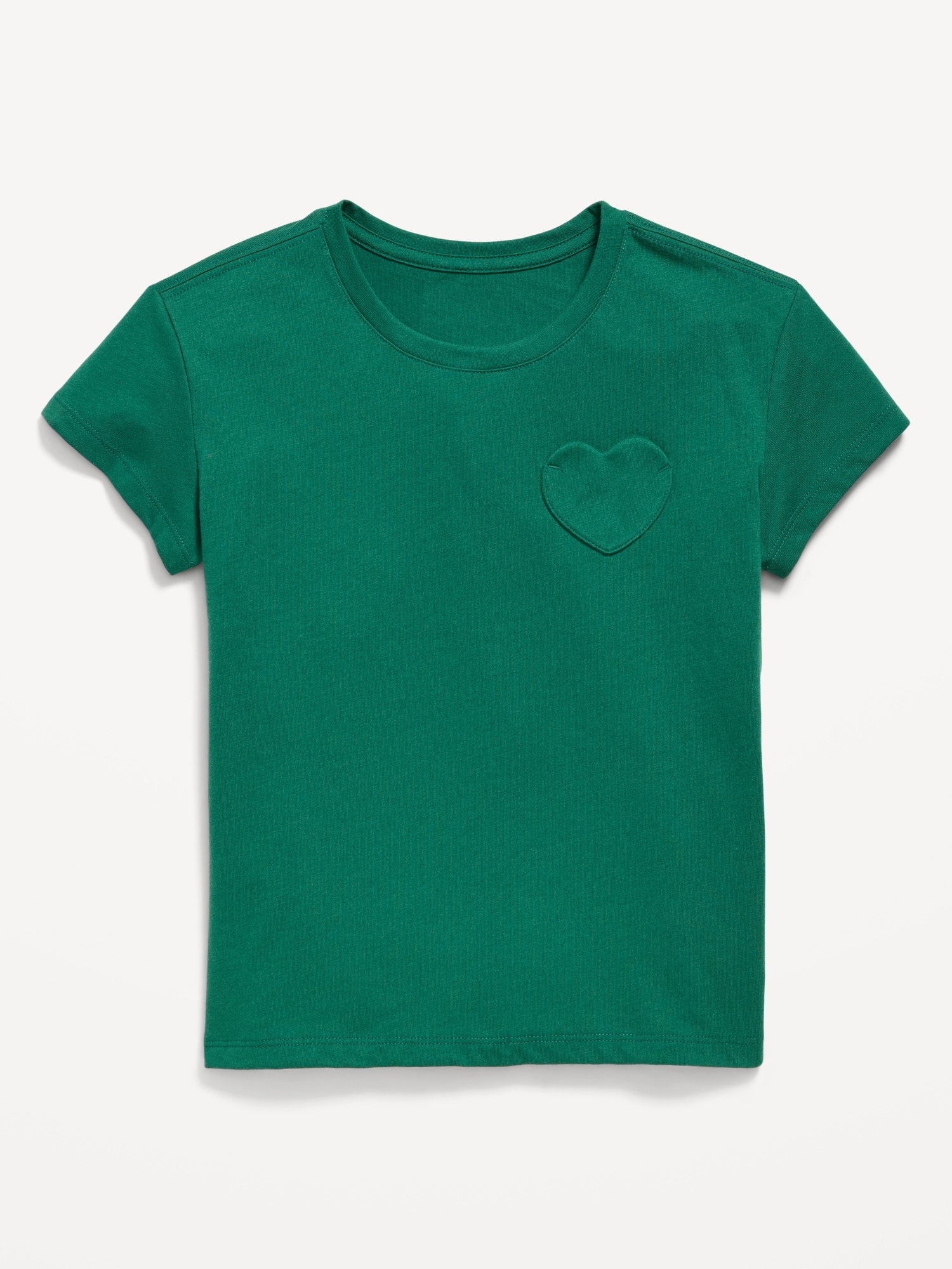 Softest Short-Sleeve Heart-Pocket T-Shirt for Girls