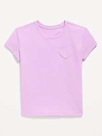 Image number 1 showing, Softest Short-Sleeve Heart-Pocket T-Shirt for Girls