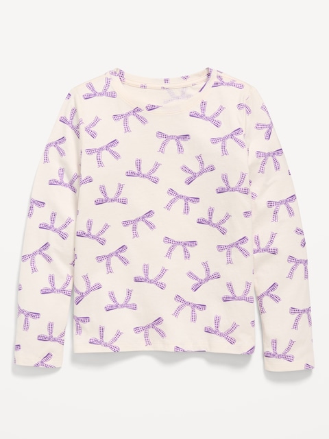 Softest Printed Long-Sleeve T-Shirt for Girls - Bows