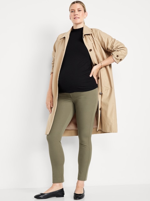 Maternity Full-Panel Pixie Ankle Pants - Stone Wall