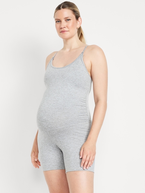 Maternity CloudComfy Cami Short Bodysuit - Grayscale