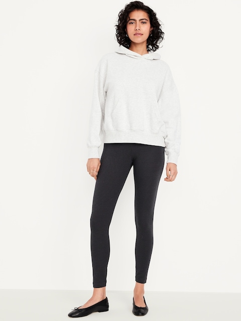 High-Waisted Jersey Fashion Layering Leggings - Gray Houndstooth