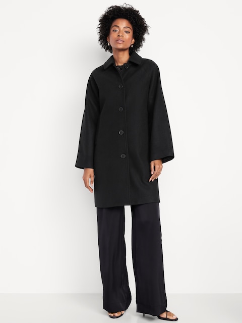 Relaxed Button-Front Mac Coat - Black Jack