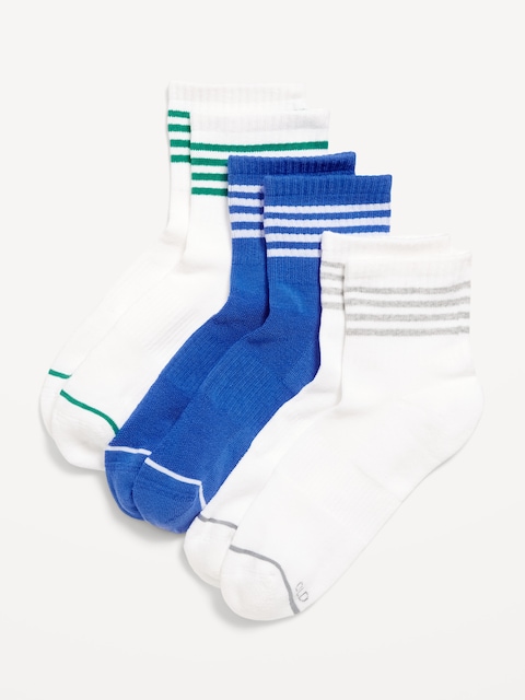 Athletic Quarter Crew Sock 3-Pack for Women - Cool Stripe