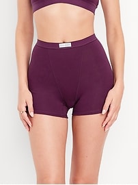 Image number 1 showing, High-Waisted Ribbed Boyshort Briefs -- 3-inch inseam
