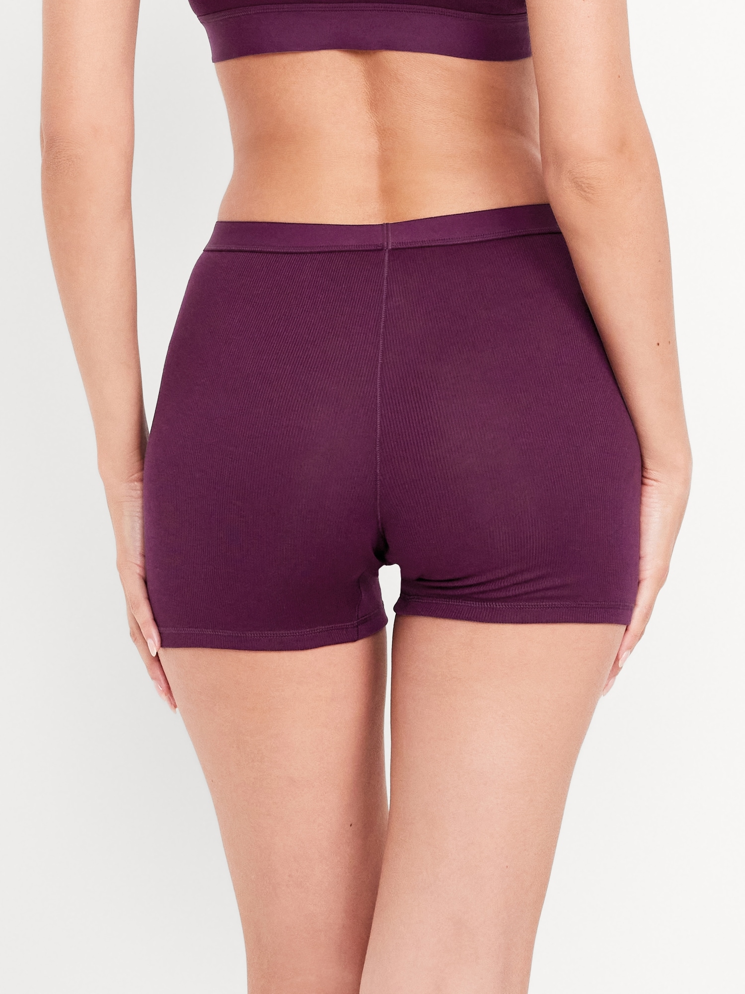 High-Waisted Ribbed Boyshort Briefs -- 3-inch inseam