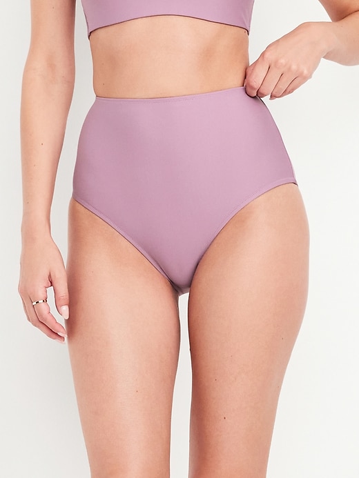 Image number 1 showing, Matte High-Waisted Bikini Swim Bottoms