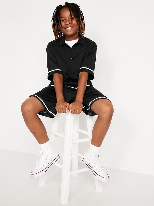 Image number 1 showing, Collared Mesh Go-Dry Cool Performance Shirt for Boys