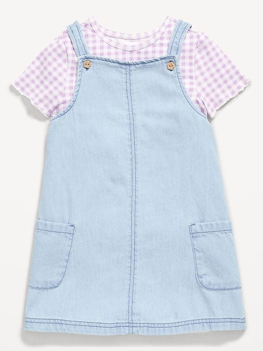 Image number 2 showing, Printed Short-Sleeve T-Shirt and Jean Dress Set for Toddler Girls