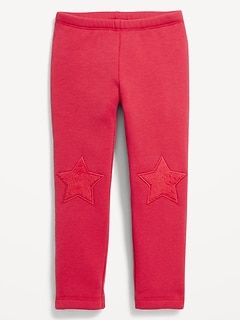 Heart-Patch Fleece-Lined Leggings for Toddler Girls