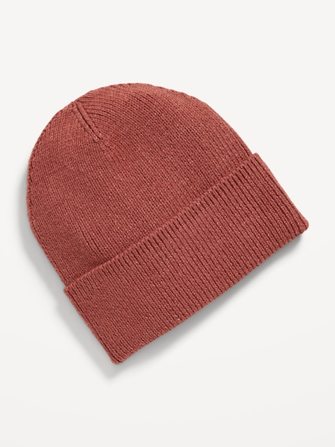Wide-Cuff Ribbed Beanie for Men - Cherry Birch