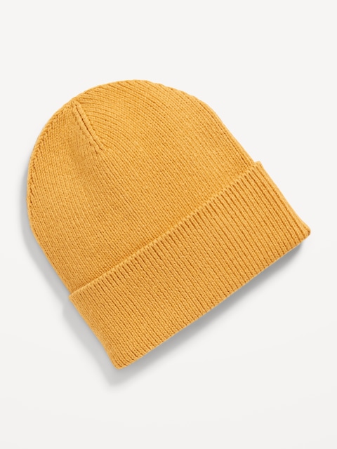 Wide-Cuff Ribbed Beanie for Men - Harvest Gold