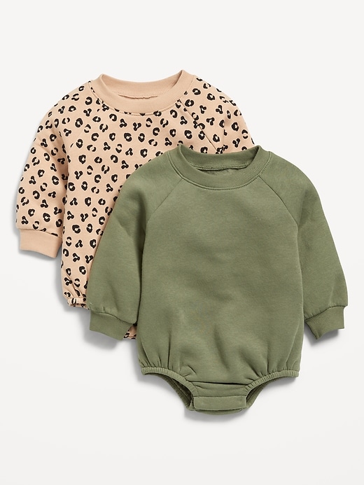 Image number 1 showing, Long-Sleeve Fleece One-Piece Romper 2-Pack for Baby