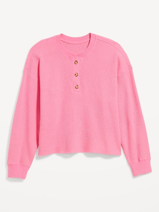 Image number 8 showing, Oversized Cozy Waffle Henley Top