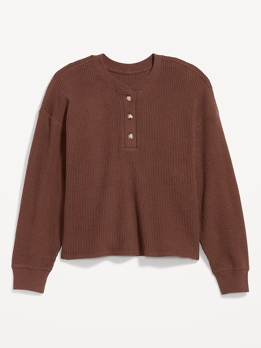 Image number 8 showing, Oversized Cozy Waffle Henley Top