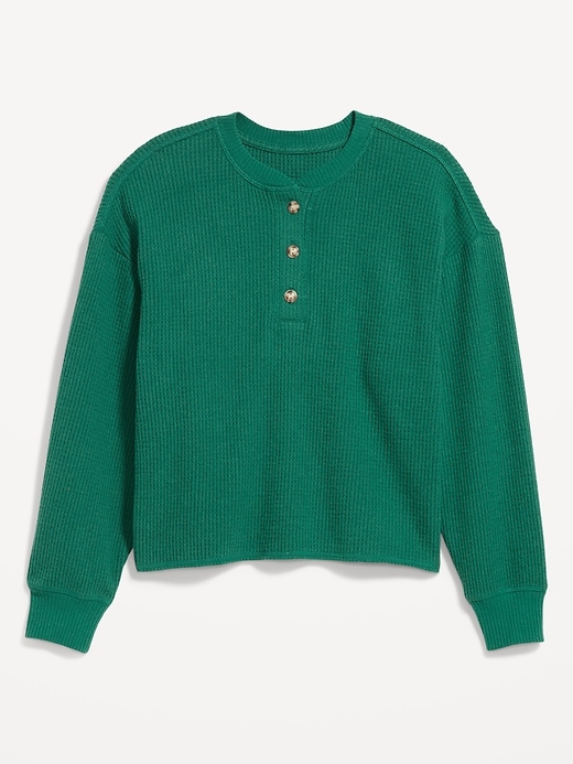 Image number 8 showing, Oversized Cozy Waffle Henley Top