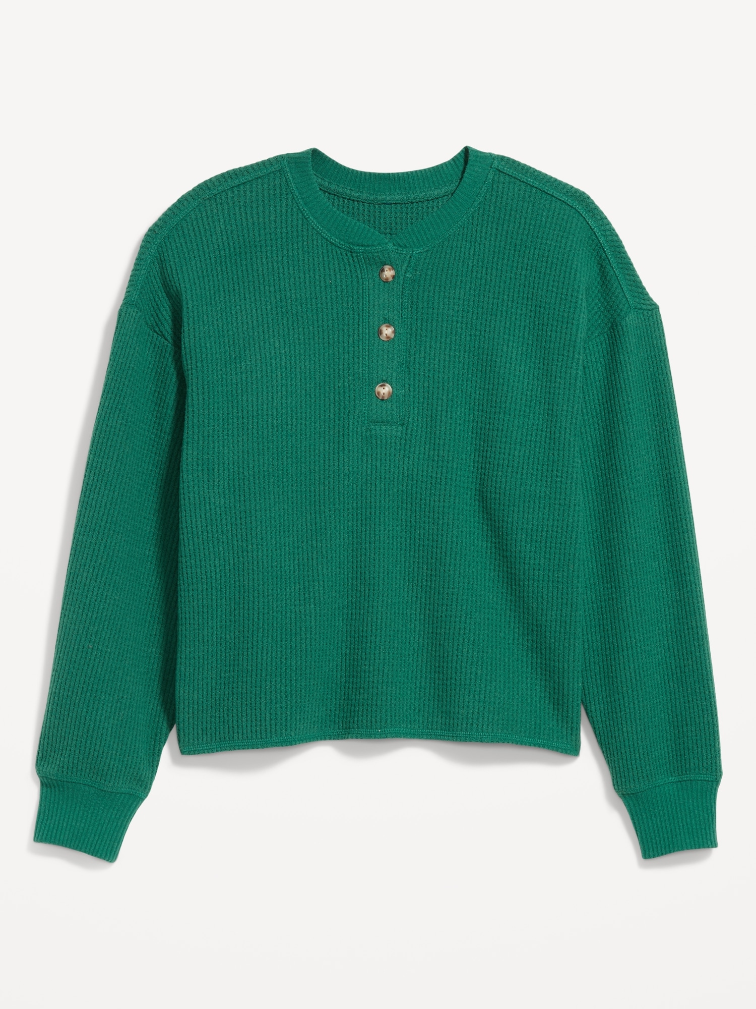 Oversized Cozy Waffle Henley Top