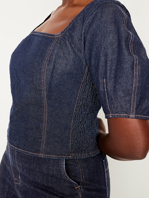Image number 3 showing, Square-Neck Denim Cropped Top