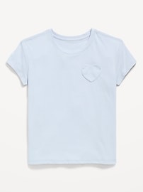 Image number 1 showing, Softest Short-Sleeve Heart-Pocket T-Shirt for Girls