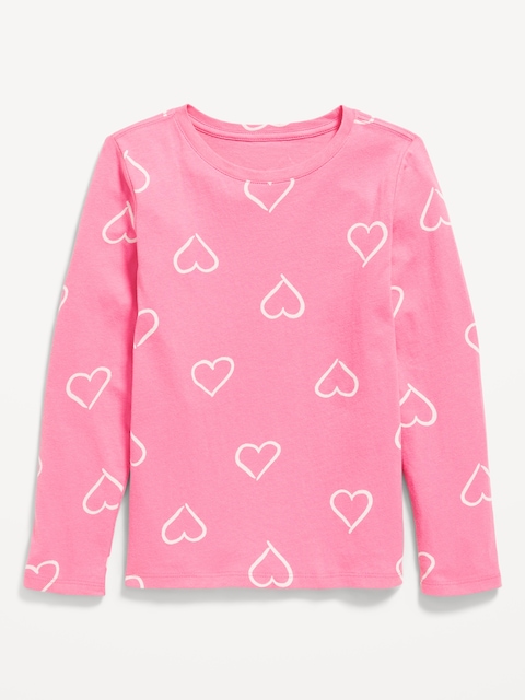 Softest Printed Long-Sleeve T-Shirt for Girls - Rose Claret