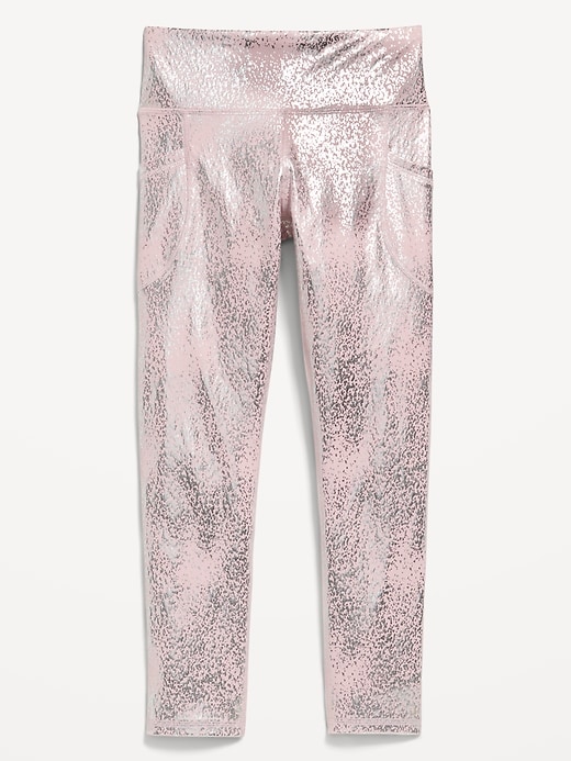 Image number 1 showing, High-Waisted PowerSoft 7/8-Length Side-Pocket Leggings for Girls