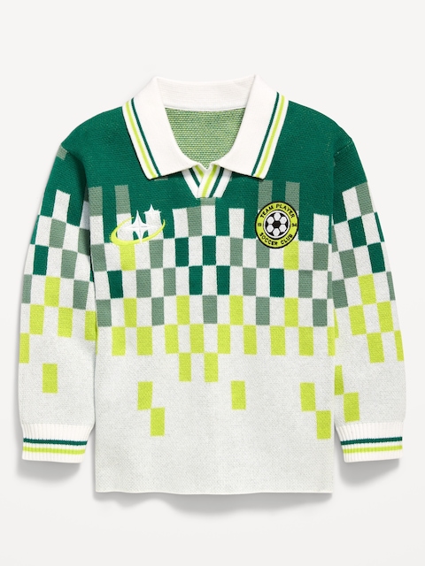 Long-Sleeve Collared Soccer Sweater for Toddler Boys