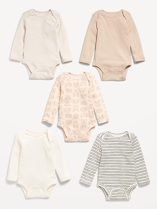 Image number 3 showing, Unisex Long-Sleeve Bodysuit 5-Pack for Baby