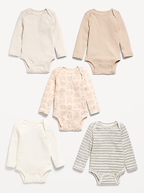 Image number 3 showing, Unisex Long-Sleeve Bodysuit 5-Pack for Baby